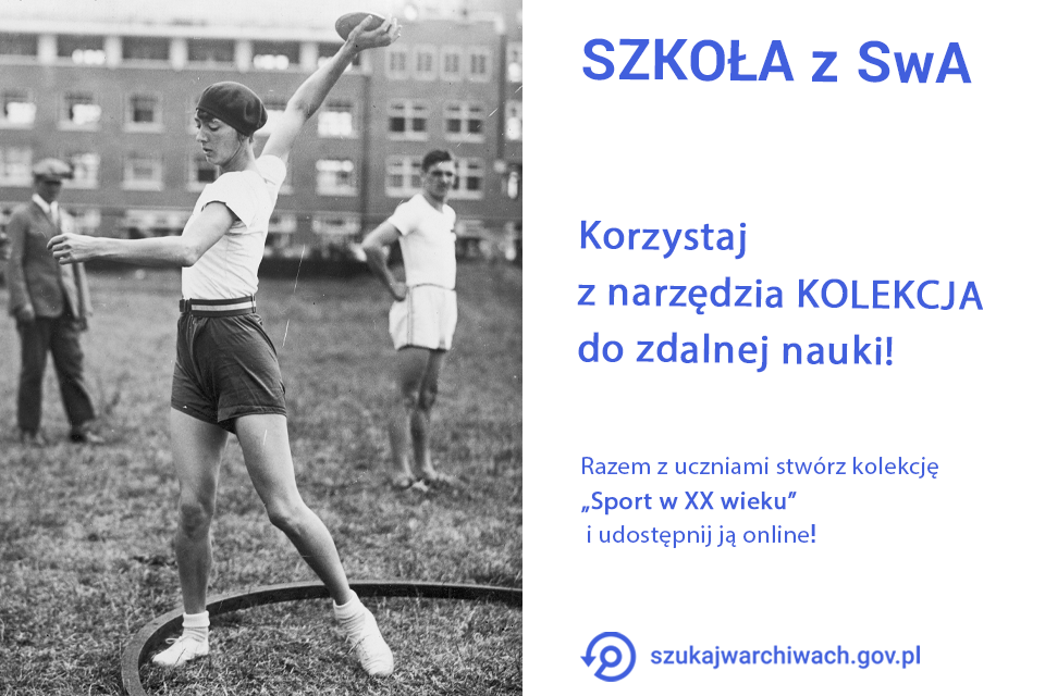 Fotografia przedstawia polską lekkoatletkę Halinę Konopacką podczas rzutu dyskiem na na igrzyskach w Amsterdamie w 1928 roku.